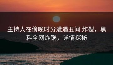 主持人在傍晚时分遭遇丑闻 炸裂，黑料全网炸锅，详情探秘