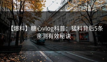 【爆料】糖心vlog科普：猛料背后5条亲测有效秘诀