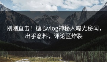 刚刚直击！糖心vlog神秘人曝光秘闻，出乎意料，评论区炸裂