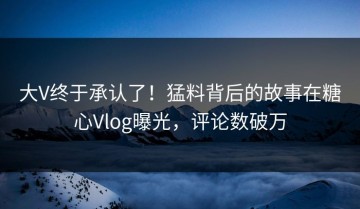 大V终于承认了！猛料背后的故事在糖心Vlog曝光，评论数破万