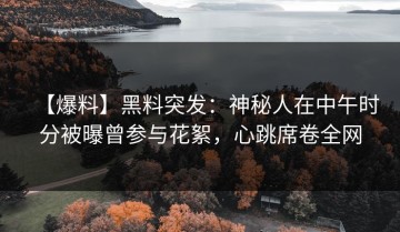 【爆料】黑料突发：神秘人在中午时分被曝曾参与花絮，心跳席卷全网