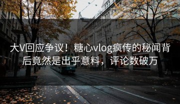 大V回应争议！糖心vlog疯传的秘闻背后竟然是出乎意料，评论数破万