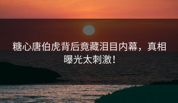 糖心唐伯虎背后竟藏泪目内幕，真相曝光太刺激！