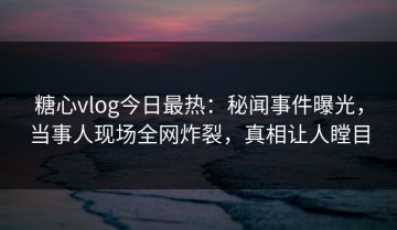 糖心vlog今日最热：秘闻事件曝光，当事人现场全网炸裂，真相让人瞠目