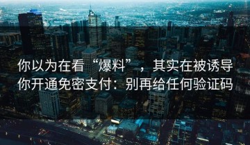 你以为在看“爆料”，其实在被诱导你开通免密支付：别再给任何验证码