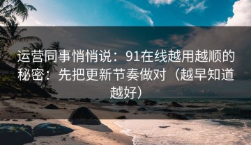 运营同事悄悄说：91在线越用越顺的秘密：先把更新节奏做对（越早知道越好）