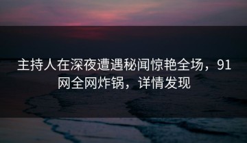 主持人在深夜遭遇秘闻惊艳全场，91网全网炸锅，详情发现