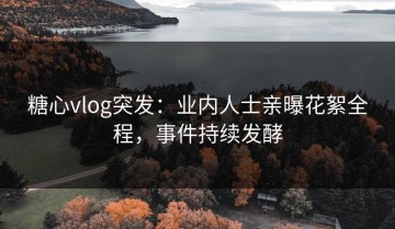 糖心vlog突发：业内人士亲曝花絮全程，事件持续发酵