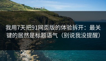 我用7天把91网页版的体验拆开：最关键的居然是标题语气（别说我没提醒）