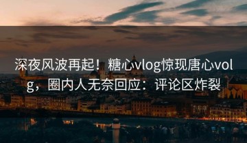 深夜风波再起！糖心vlog惊现唐心volg，圈内人无奈回应：评论区炸裂
