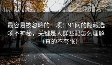 最容易被忽略的一项：91网的隐藏选项不神秘，关键是人群匹配怎么理解（真的不夸张）