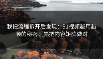 我把流程拆开后发现：91视频越用越顺的秘密：先把内容矩阵做对