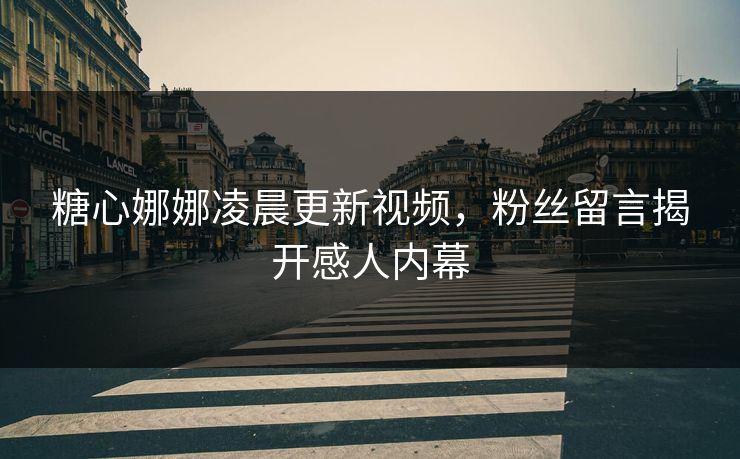 糖心娜娜凌晨更新视频，粉丝留言揭开感人内幕
