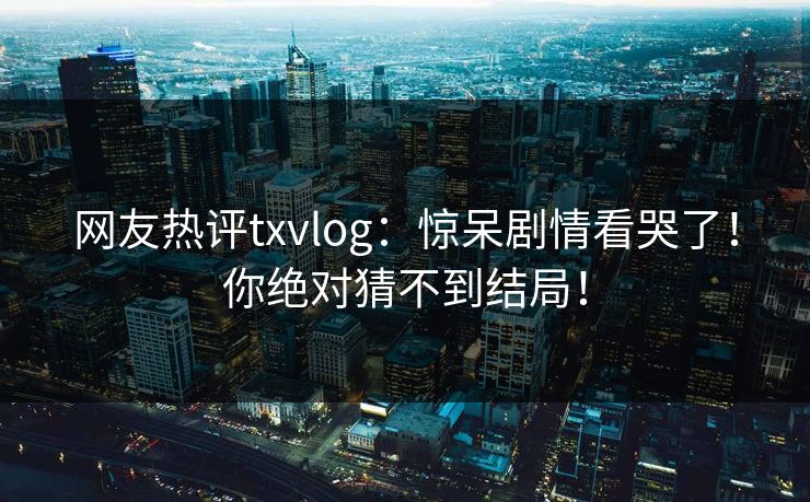 网友热评txvlog：惊呆剧情看哭了！你绝对猜不到结局！