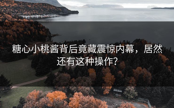 糖心小桃酱背后竟藏震惊内幕，居然还有这种操作？