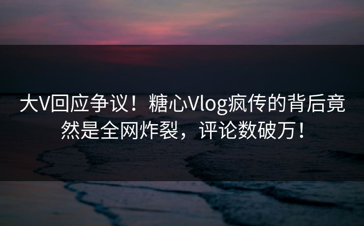 大V回应争议！糖心Vlog疯传的背后竟然是全网炸裂，评论数破万！