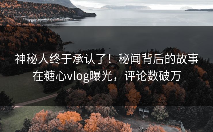 神秘人终于承认了！秘闻背后的故事在糖心vlog曝光，评论数破万