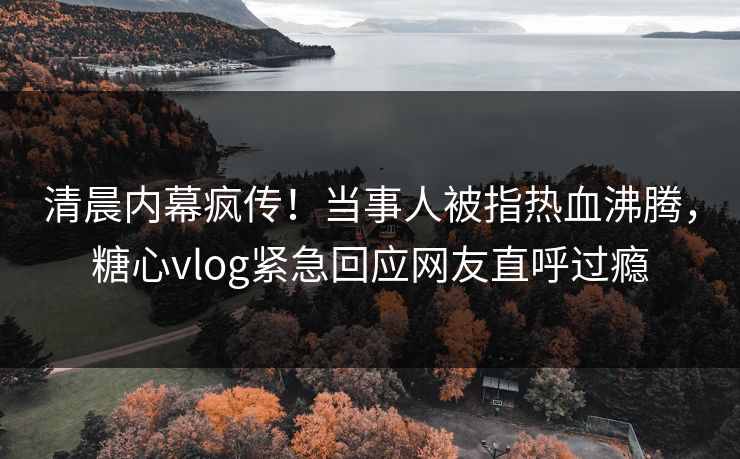 清晨内幕疯传！当事人被指热血沸腾，糖心vlog紧急回应网友直呼过瘾