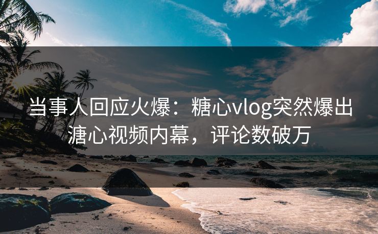 当事人回应火爆：糖心vlog突然爆出溏心视频内幕，评论数破万