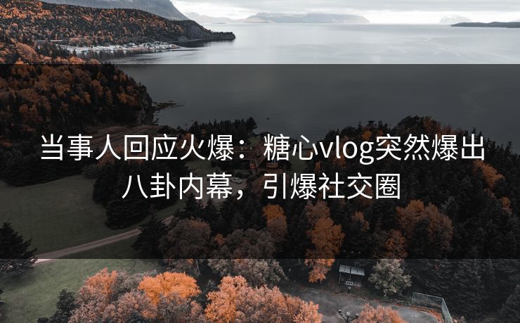 当事人回应火爆：糖心vlog突然爆出八卦内幕，引爆社交圈