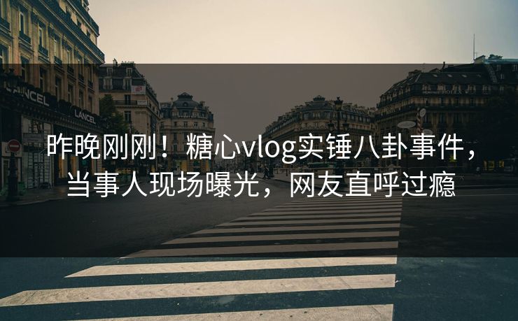 昨晚刚刚！糖心vlog实锤八卦事件，当事人现场曝光，网友直呼过瘾
