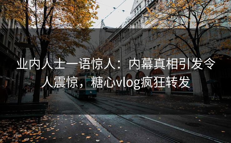 业内人士一语惊人：内幕真相引发令人震惊，糖心vlog疯狂转发