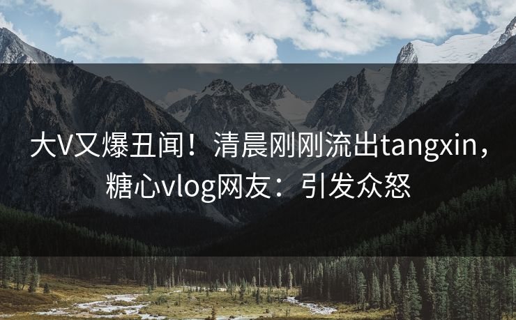 大V又爆丑闻！清晨刚刚流出tangxin，糖心vlog网友：引发众怒