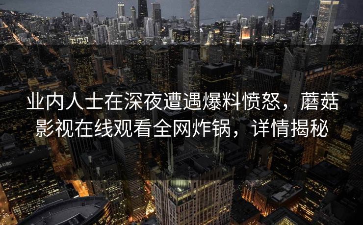 业内人士在深夜遭遇爆料愤怒，蘑菇影视在线观看全网炸锅，详情揭秘