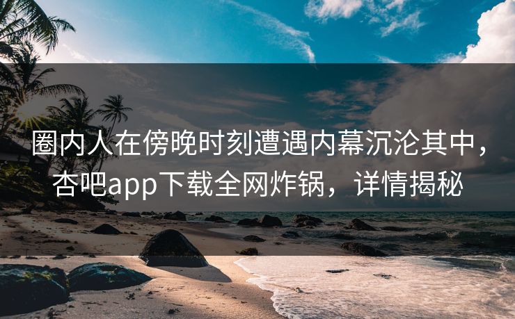 圈内人在傍晚时刻遭遇内幕沉沦其中，杏吧app下载全网炸锅，详情揭秘