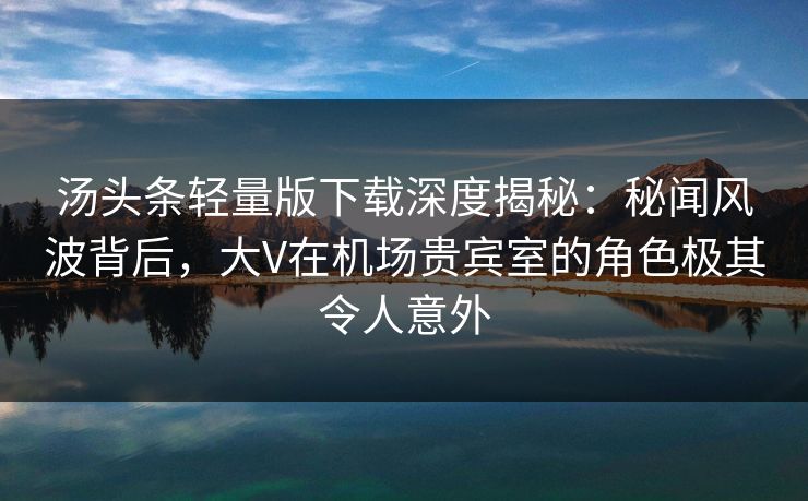 汤头条轻量版下载深度揭秘：秘闻风波背后，大V在机场贵宾室的角色极其令人意外