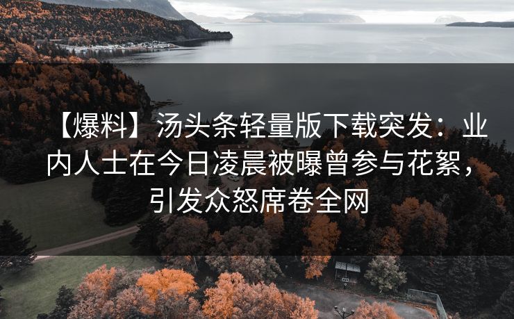 【爆料】汤头条轻量版下载突发：业内人士在今日凌晨被曝曾参与花絮，引发众怒席卷全网