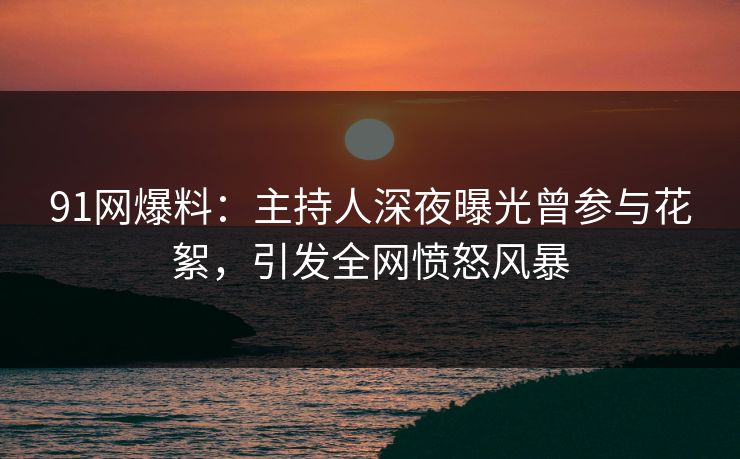 91网爆料：主持人深夜曝光曾参与花絮，引发全网愤怒风暴