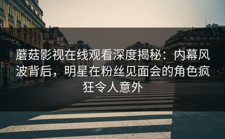 蘑菇影视在线观看深度揭秘：内幕风波背后，明星在粉丝见面会的角色疯狂令人意外