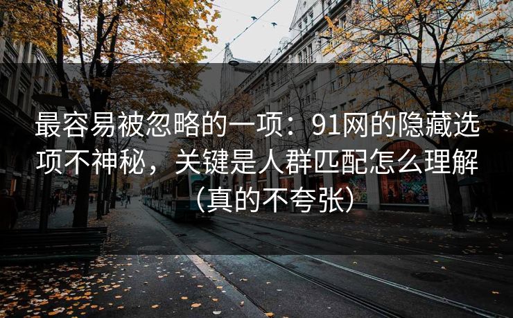 最容易被忽略的一项：91网的隐藏选项不神秘，关键是人群匹配怎么理解（真的不夸张）