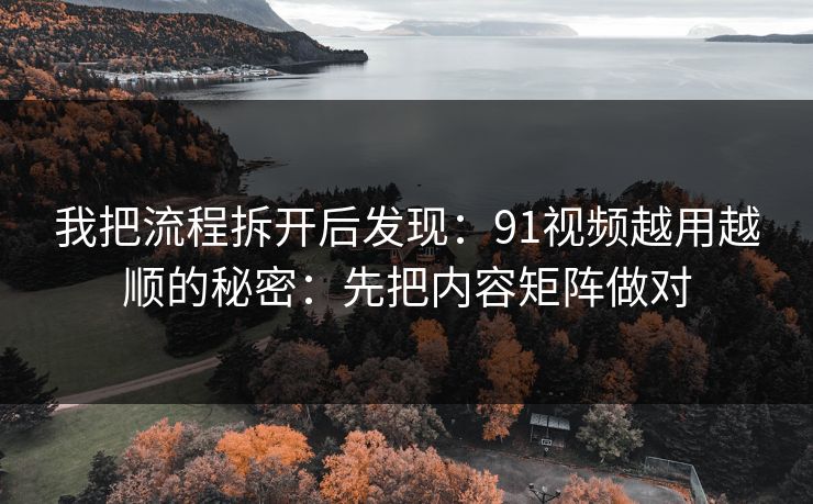 我把流程拆开后发现：91视频越用越顺的秘密：先把内容矩阵做对